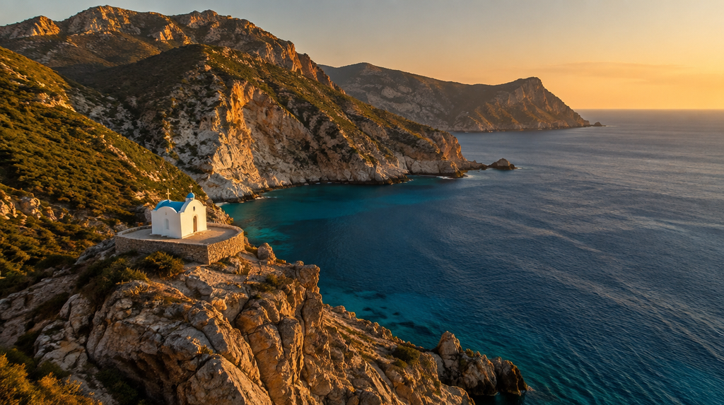 Remote Greek island coastline