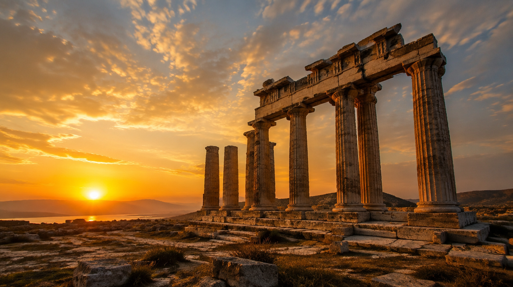 Ancient Greek temple ruins connected to the worship of the 12 Olympian Gods