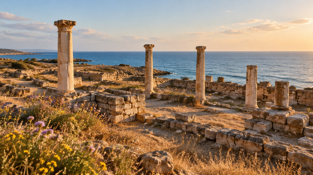 Ancient stone ruins near the coast of Cyprus, a sanctuary of Aphrodite Goddess of Love